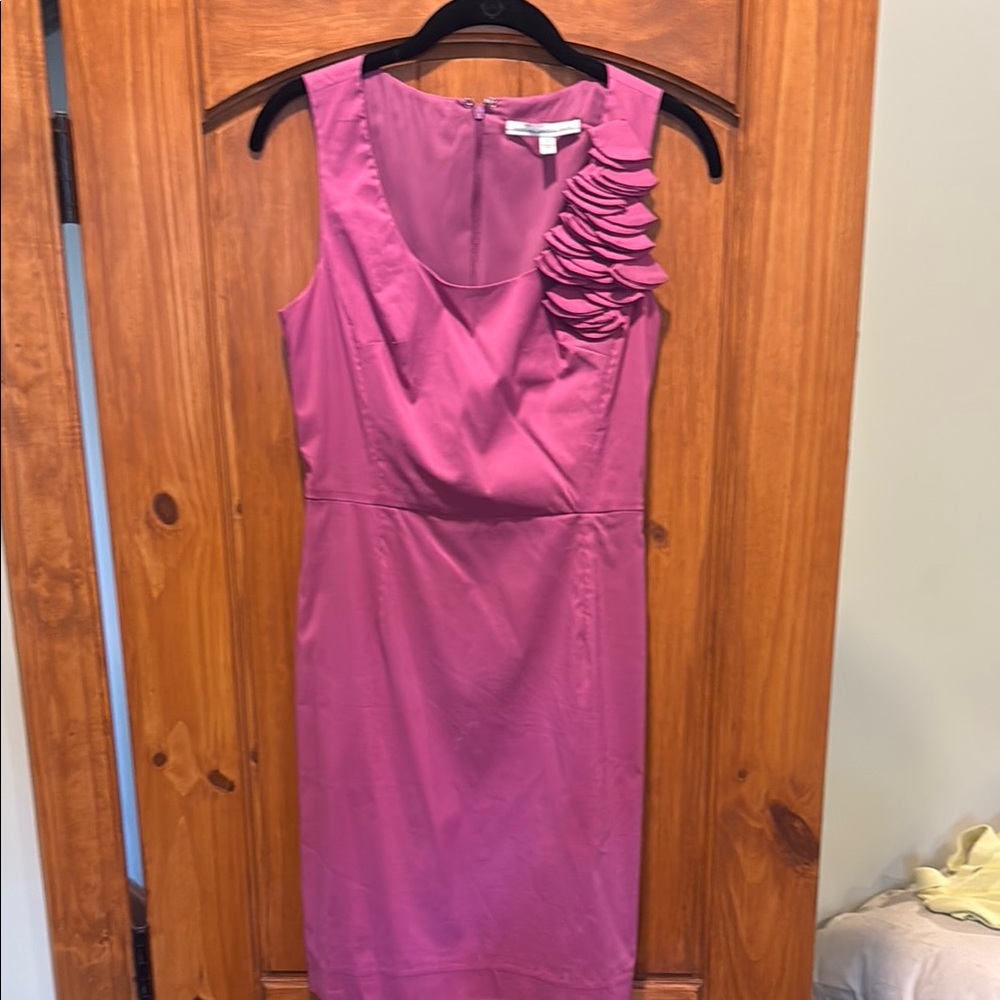 Cynthia Steffe Asymmetrical Ruffle Dress in Vibrant Pink